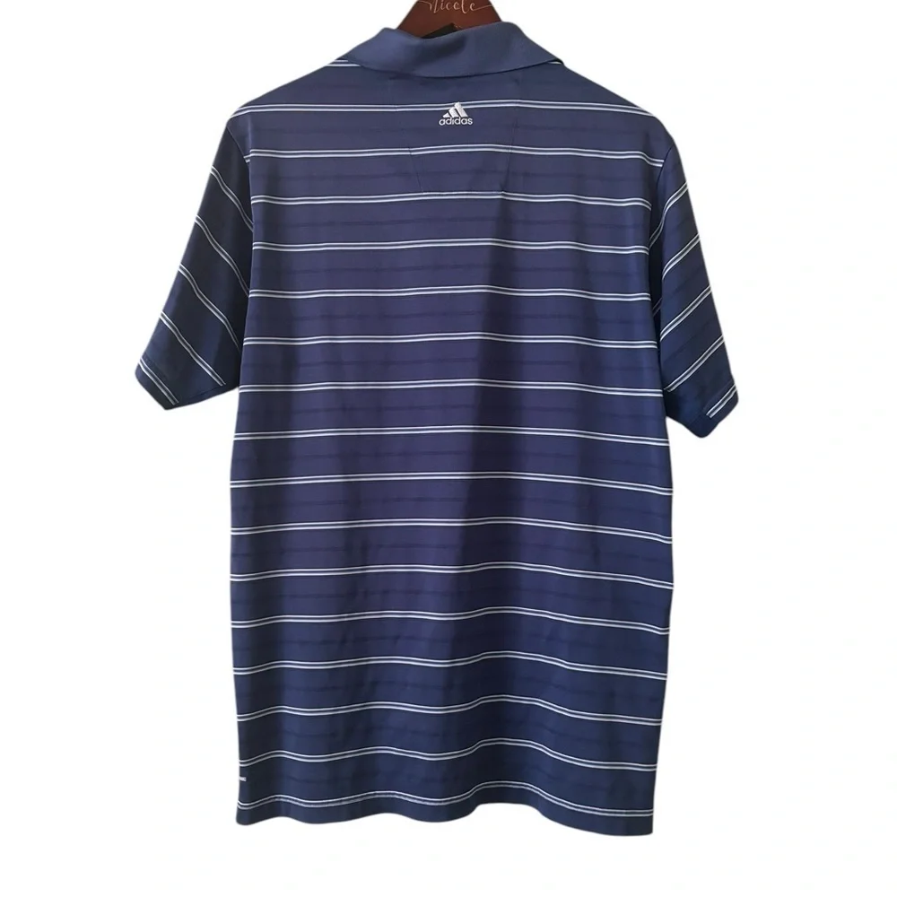Adidas Men’s Climate Cool Blue Striped Golf Polo- Size Medium